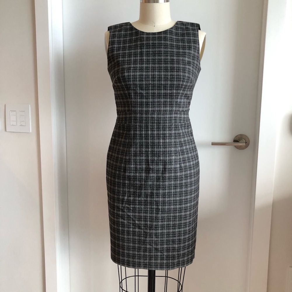 Hand made Shift Business Dress Plaid Grey
